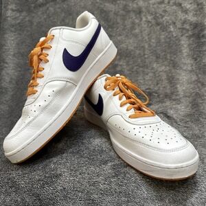 Nike Court Vision Low White Orange Purple Leather Sneakers DM1187-103 Sz 11.5